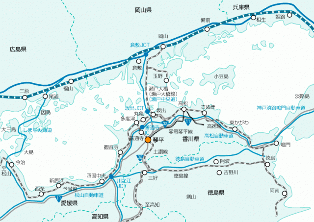 琴平への広域マップ